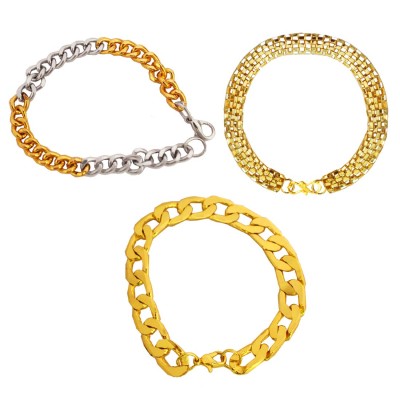 Menjewell Stylish Link Bracelet & Light Dual Tone Link Bracelet Combo For Men & Boys